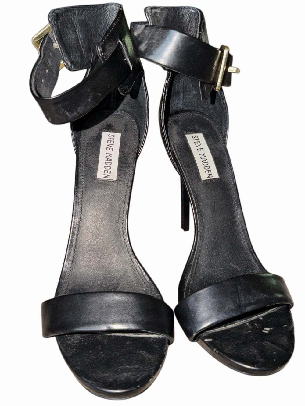 Steve Madden Black Ankle Strap Buckle Stiletto Women's High Heels Size 10